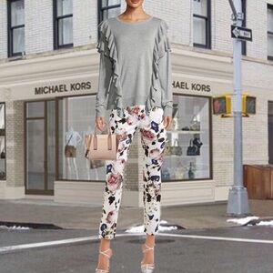 Michael Kors Pearl Heather Ruffle Sweater NWT